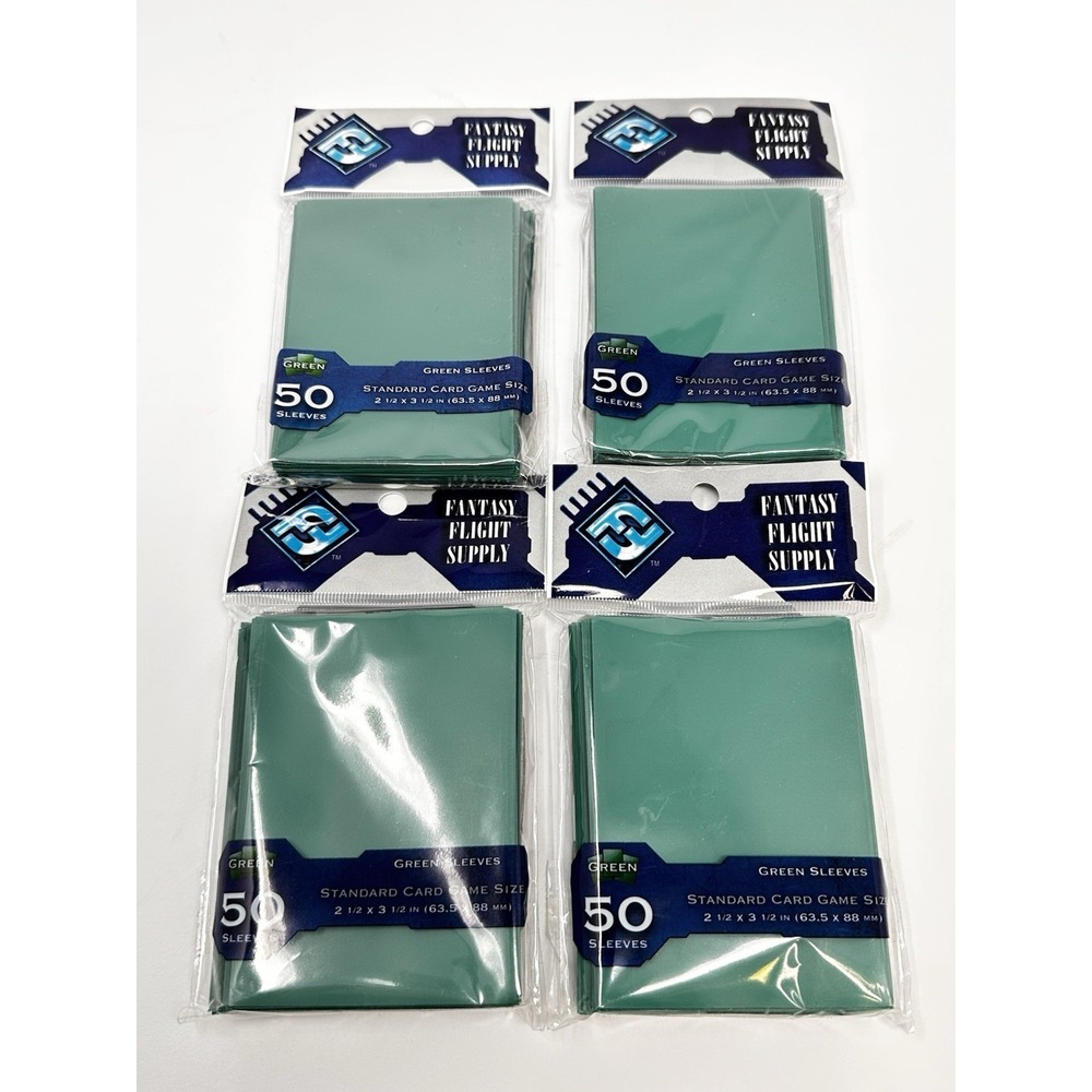 Lot of 4 Fantasy Flight Supply Board Game Sleeves 2.5x3.5" Green #50 NEW